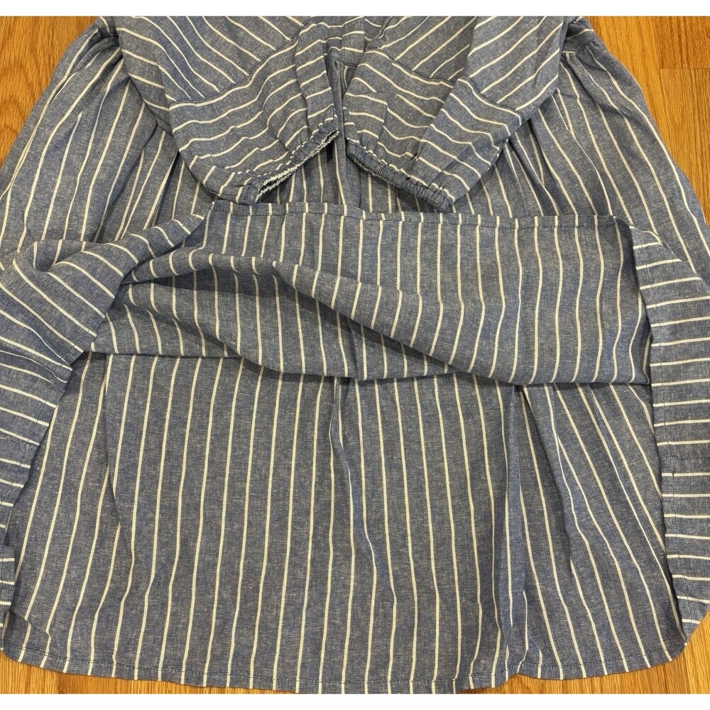 Caslon Shirt Dress Women's Large 3/4 Sleeve Blue Stripe Pockets Linen Blend NEW - Picture 8 of 11